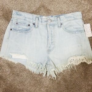 NWT | Free People Denim Lace Shorts
